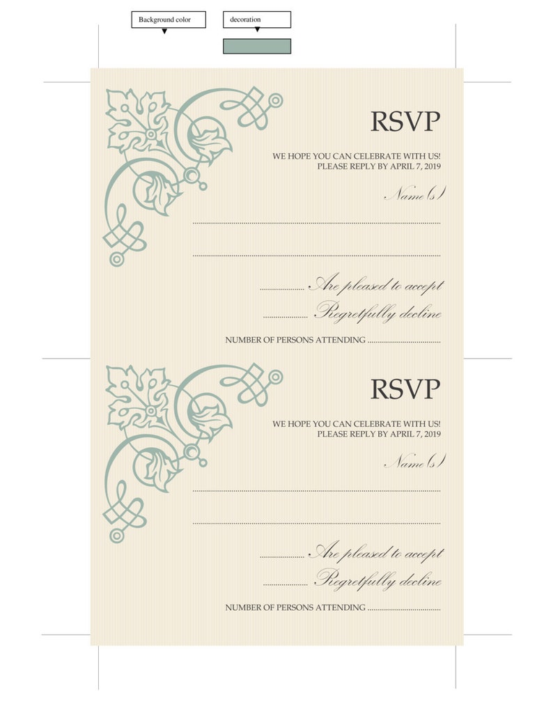 RSVP template Printable RSVP diy RSVP template R.S.V.P. | Etsy