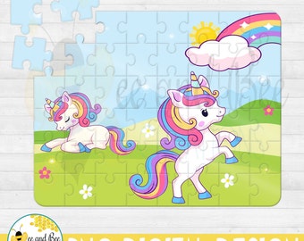 Unicorn Puzzle Sublimation PNG Design Download, Personalization Gift Set, Pillow Cases, T-shirts, Party favors,