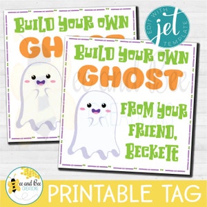 Étiquette cadeau d’Halloween - fichiers png, pdf et jpg - Trick or Treat, Favor Tag, Party tags, Construisez votre propre fantôme, Créez votre propre fantôme