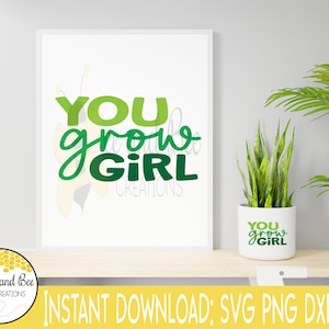 Sie wachsen Mädchen--Svg, Png, Dxf und Eps Dateien / Pflanzen, Kaktus, Blumentöpfe