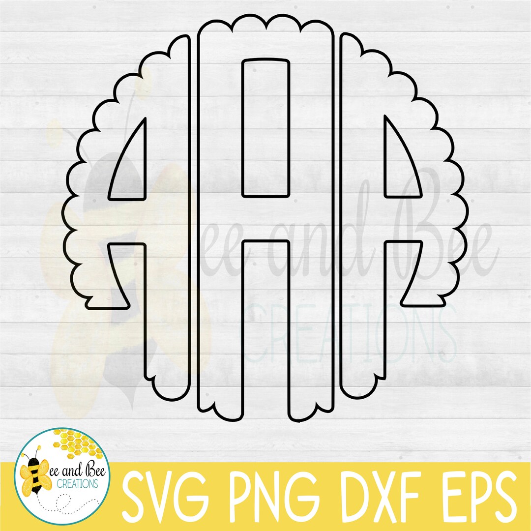 Outlined Scallop Monogram Svg, Png, Eps, and Dxf Files - Etsy