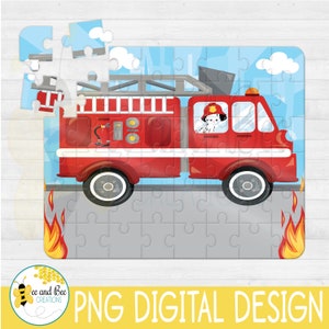 Feuerwehrmann Puzzle Sublimation PNG Design-Download, Personalisierung Geschenkset, Kissenbezüge, T-Shirts, Gastgeschenke, Feuer, Feuerwehrmann
