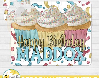 Happy Birthday Cupcake Puzzle - Custom Puzzle - Personalized Puzzle - Birthday Gifts, Personalized Gifts