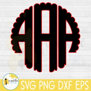 INSTANT DOWNLOAD: 2 Layer Scallop monogram svg, png, eps, and dxf files