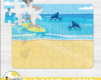 Shark Puzzle Sublimation PNG Design Download, Personalization Gift Set, Pillow Cases, T-shirts, Party favors