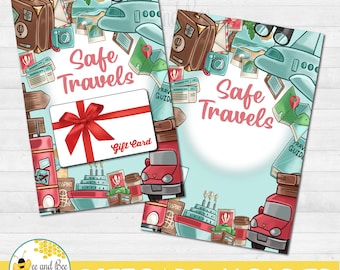 Safe Travels Gift Card Holder: Printable Travel Theme (Digital Download)