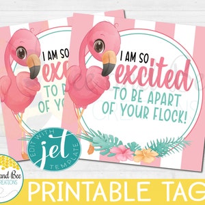 Flamingo Gift Tag - Png, Pdf and Jpg Files - Teacher Appreciation, Back ...