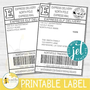 Bewerkbaar Elf verzendlabel afdrukbaar - Direct downloaden, Elf aankomstpakket