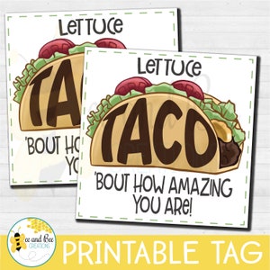 Étiquette cadeau laitue tacos 'Bout Appreciation - fichiers png, pdf et jpg - remerciement, étiquette de faveur, étiquettes de fête