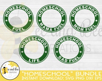INSTANT DOWNLOAD : Starbucks Homeschool bundle ring svg, png, dxf, and eps files -- Home School
