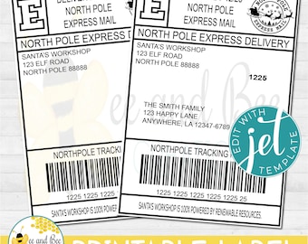 Editable Santa's Workshop Shipping Label: North Pole Postal (Instant Download)