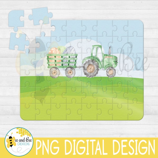 Easter Farm Truck Puzzle Sublimation PNG Design Download, Personalization Gift Set, Pillow Cases, T-shirts, Party favors