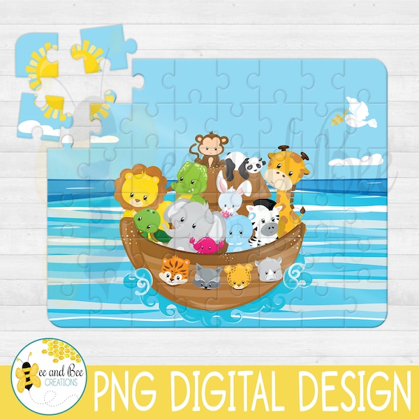 Noah Puzzle Sublimation PNG Design Download, Personalisierung Geschenk Set, Kissenbezüge, T-Shirts, Gastgeschenke