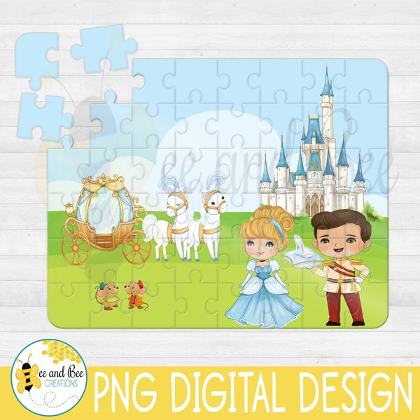 Princess Puzzle Sublimation PNG Design Download, Personalization Gift Set, Pillow Cases, T-shirts, Party favors