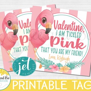 Flamingo Valentine's Day Gift Tag - Png, Pdf and Jpg Files - Valentine ...