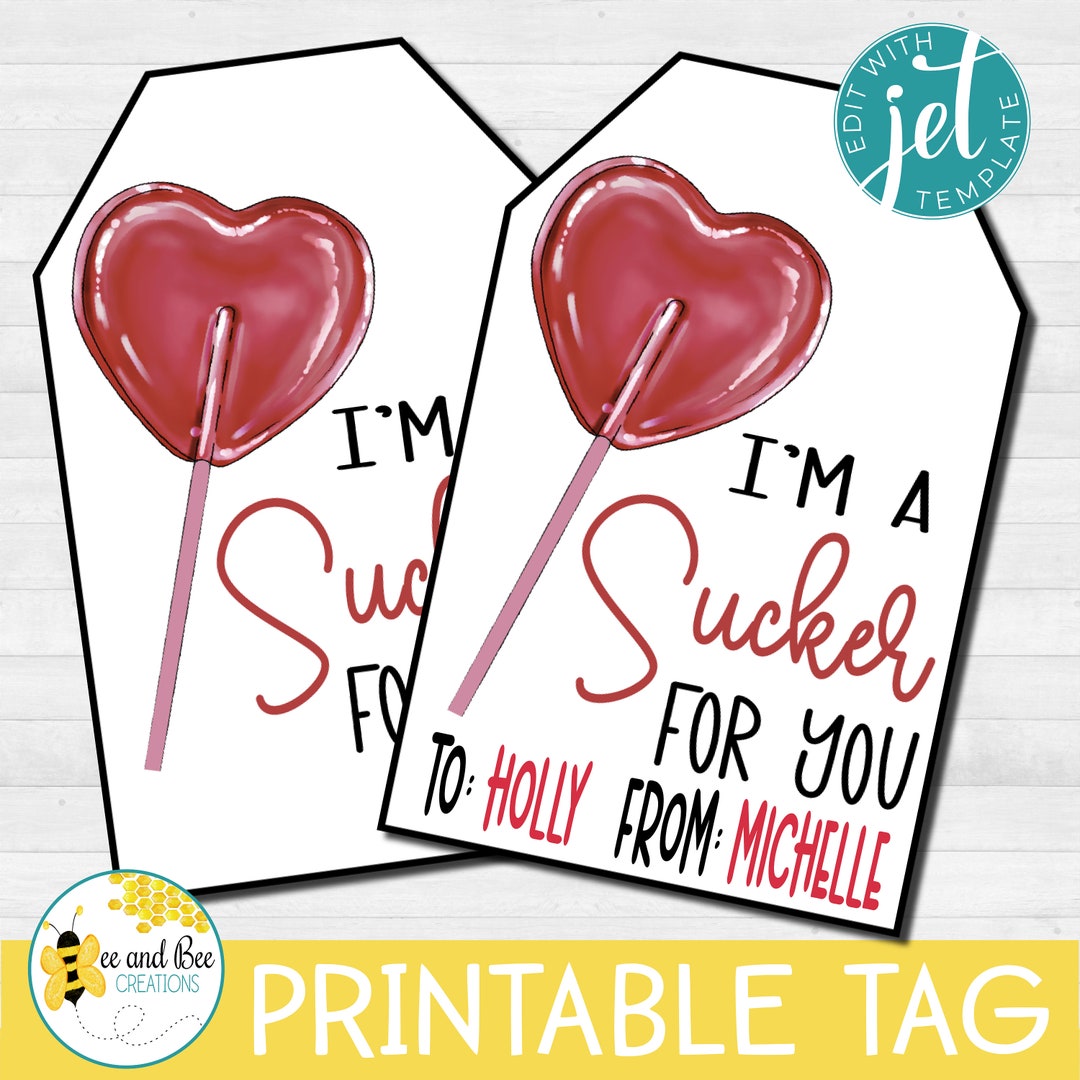 I'm a Sucker for You Gift Tag - Png, Pdf and Jpg Files - Trick or Treat ...