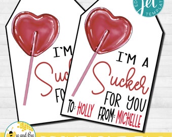 I'm a Sucker for you Gift tag - png, pdf and jpg files - Trick or Treat, Favor Tag, Party tags, Valentine's Day