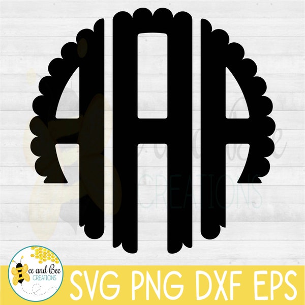 Scallop monogram svg, png, eps, and dxf files