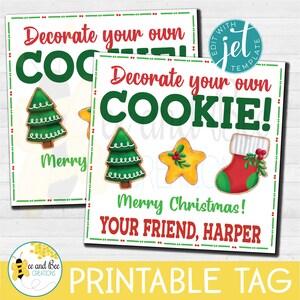 Weihnachtsgeschenkanhänger - png, pdf und jpg Dateien - Favor Tag, Party Tags, Dekorieren Sie Ihren eigenen Keks, Machen Sie Ihren eigenen Keks