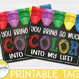 Crayon favor tag - PDF file - Teacher Appreciation, Favors, Printable, Gifts, Crayon tag
