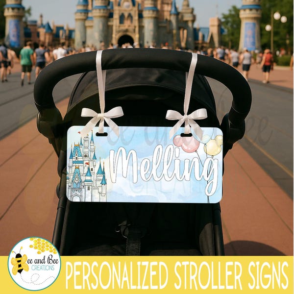 Personalized Waterproof Stroller Sign – Custom Name Tag for Vacations & Theme Parks