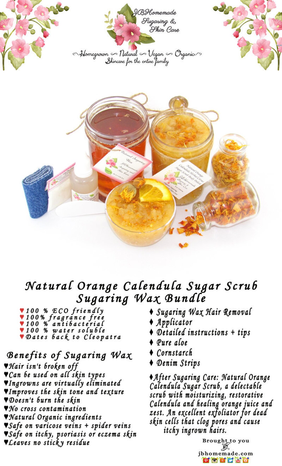 Sugaring Hair Removal Set With Orange Calendula Sugar Scrub - Etsy