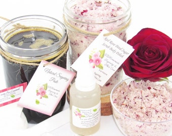 Sugaring Hair Removal Set with Red Rose Sugar Scrub - thicker hair, Body Sugaring, natural sugaring, natural sugar scrub, rose scrub