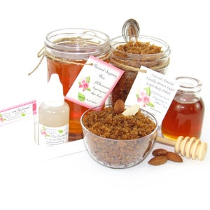 Sugaring Hair Removal Set with Almond Brown Sugar Scrub - thinner hair, Body Sugaring, natural sugaring, natural sugar scrub, almond scrub
