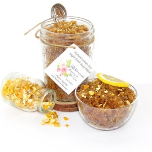 Natural Lemon Zest Sugar Scrub 8 oz Mason Handmade Body scrub Chemical-free