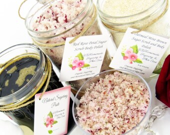 Sugaring Hair Removal Set, Oatmeal Scrub, Red Rose Sugar Scrub - thicker hair, Body Sugaring, natural sugaring, natural sugar scrub