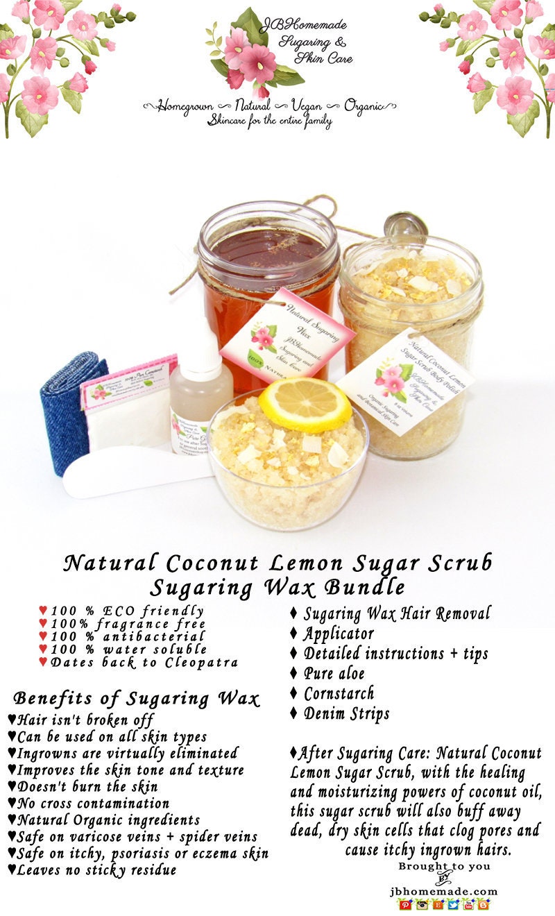 Sugaring Hair Removal Set with Coconut Lemon Sugar Scrub Etsy