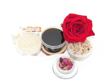 Sugaring Hair Removal Set, Oatmeal Scrub, Red Rose Sugar Scrub - thicker hair, Natural Body sugaring starter set with sugar scrubs