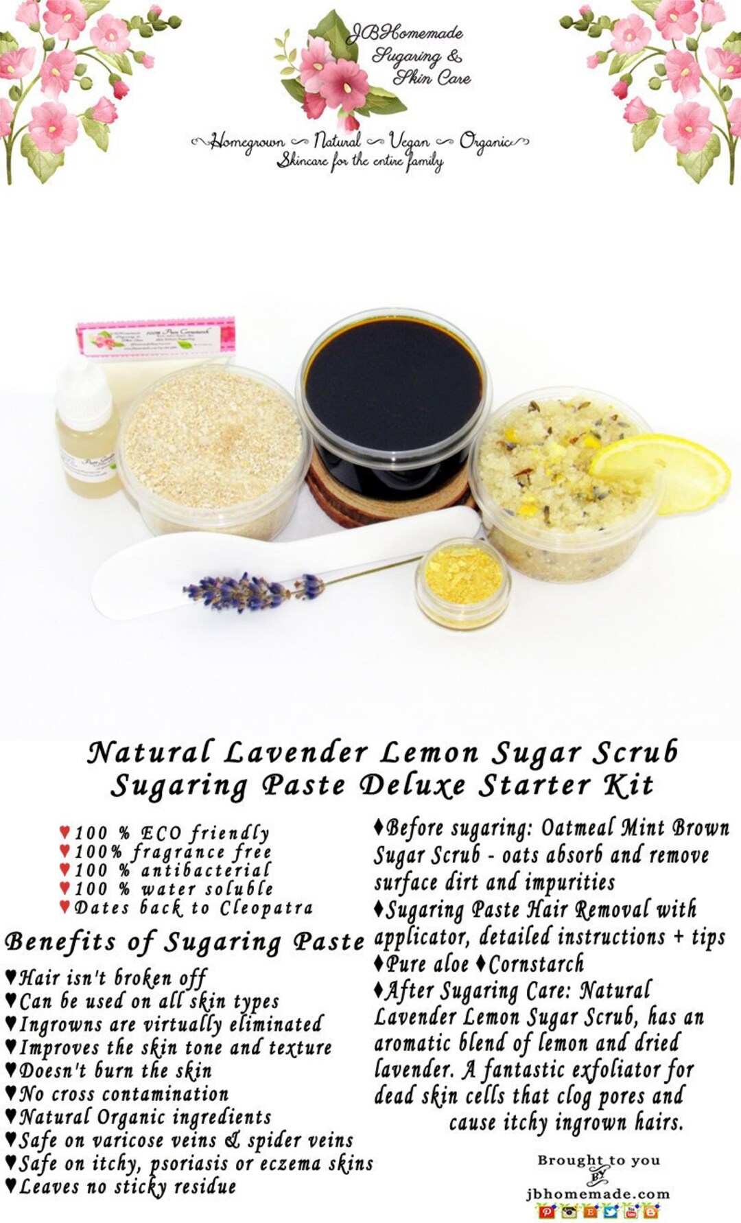 Sugaring Hair Removal Set Oatmeal Scrub Lavender Lemon Sugar