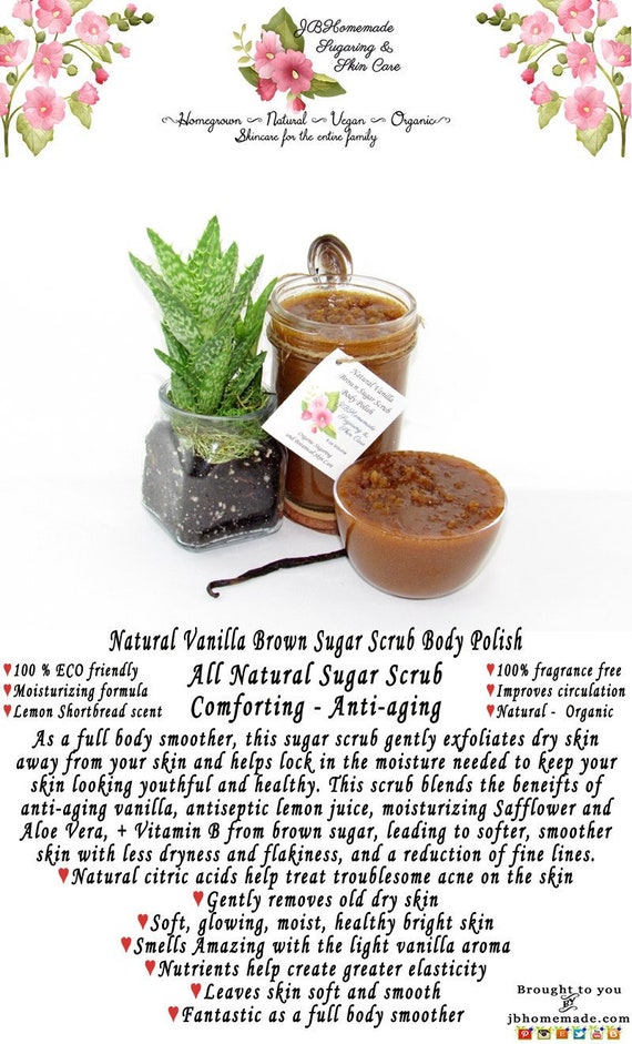 Natural Vanilla Brown Sugar Scrub Body Polish 8 Oz Vanilla Etsy