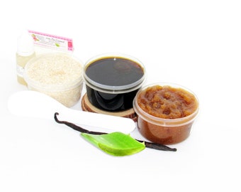 Sugaring Paste Hair Removal Set: Oatmeal, Vanilla, Aloe & Brown Sugar Scrubs