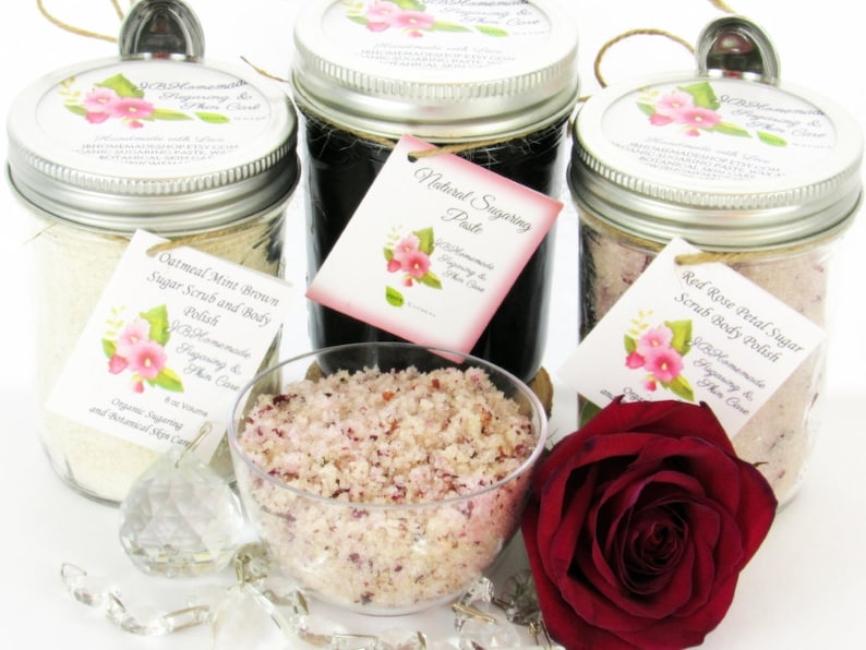 Sugaring Hair Removal Set Oatmeal Scrub Red Rose Sugar Scrub Etsy