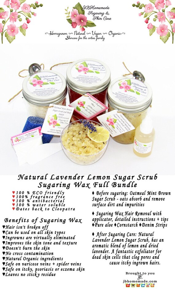 Sugaring Hair Removal Set Oatmeal Scrub Lavender Lemon Sugar Etsy