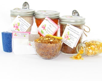 Sugaring Hair Removal Kit: Oatmeal Scrub, Lemon Zest Scrub, Aloe Vera
