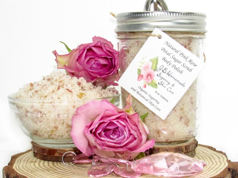 Natural Pink Rose Petal Sugar Scrub Body Polish 8 Oz Fresh Etsy