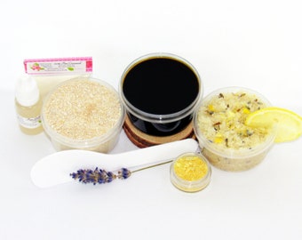 Sugaring Paste Starter Kit, At Home Body Sugaring with Oatmeal Mint and Lemon Zest Scrub