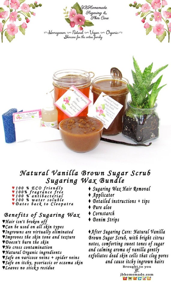 Sugaring Hair Removal Set With Vanilla Brown Sugar Scrub Etsy