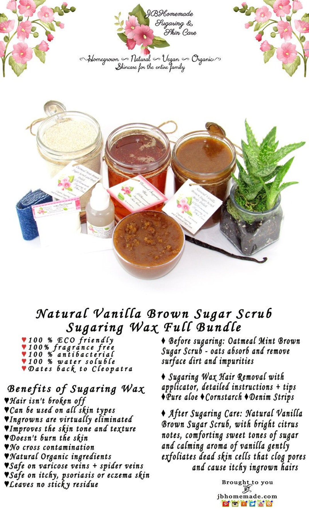 Sugaring Hair Removal Set Oatmeal Scrub Vanilla Aloe Brown