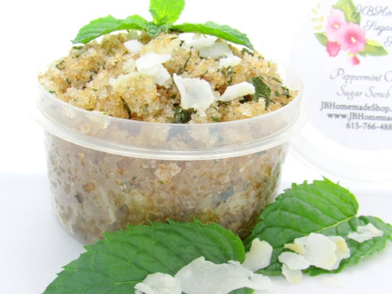 Peppermint Coconut Sugar Scrub — Handmade Body Polish, 2 Oz