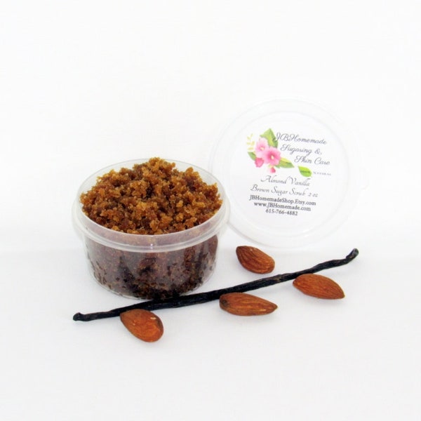 Natural Almond Vanilla Brown Sugar Scrub Body Polish 2 Oz Handmade Body scrub Chemical-free