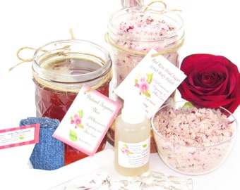 Sugaring Hair Removal Set with Red Rose Sugar Scrub - thinner hair, Body Sugaring, natural sugaring, natural sugar scrub, rose scrub