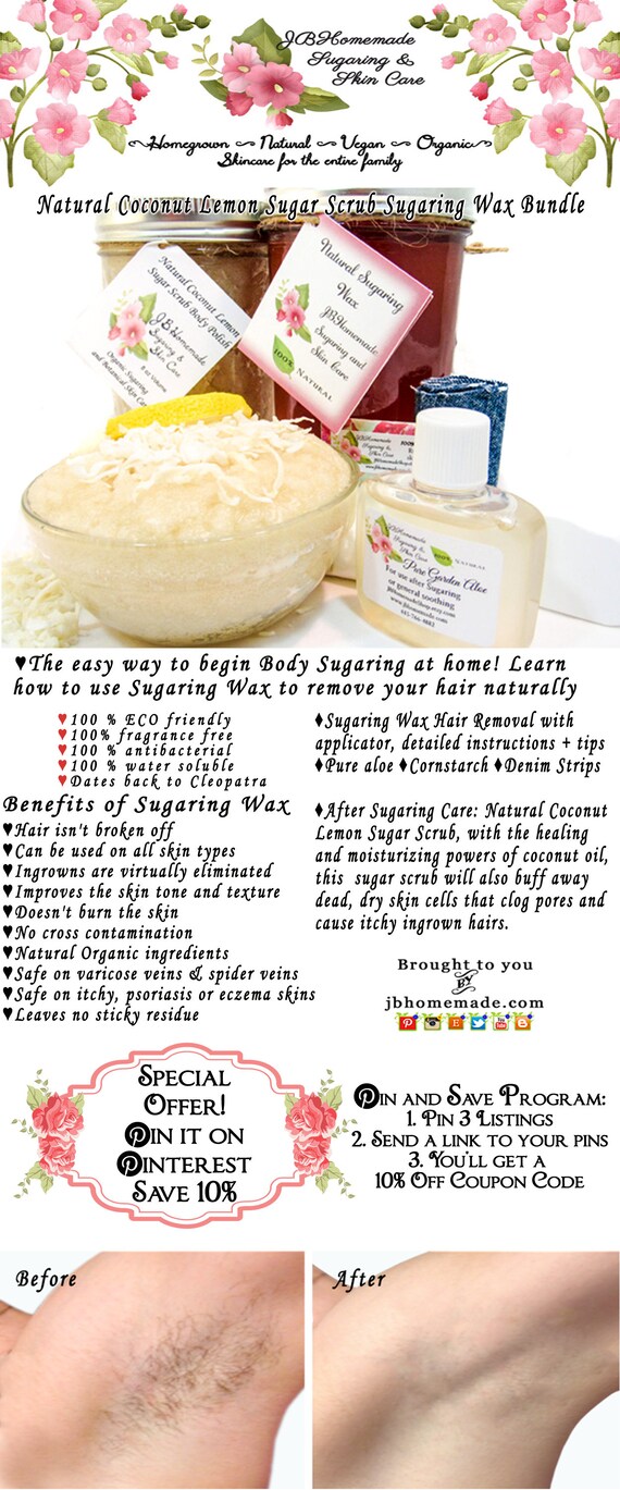 Sugaring Hair Removal Set with Coconut Lemon Sugar Scrub Etsy