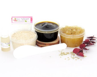 Sugaring Paste Starter Kit, At Home Body Sugaring with Oatmeal Mint and Eucalyptus Rosemary Scrub
