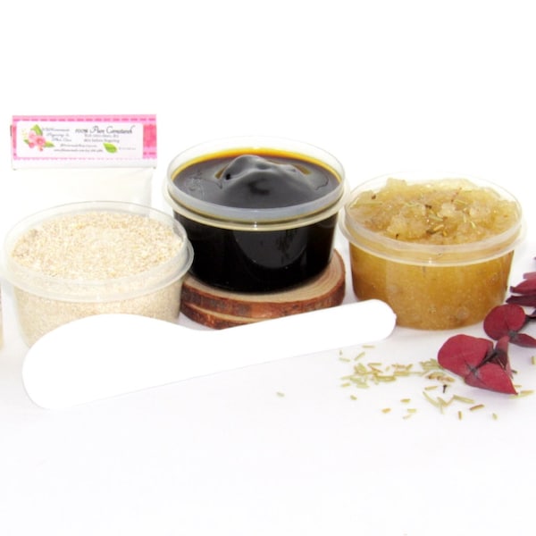 Sugaring Paste Hair Removal Set, Oatmeal Scrub, Eucalyptus Rosemary Sugar Scrub - thicker hair, Natural sugaring wax set with sugar scrubs