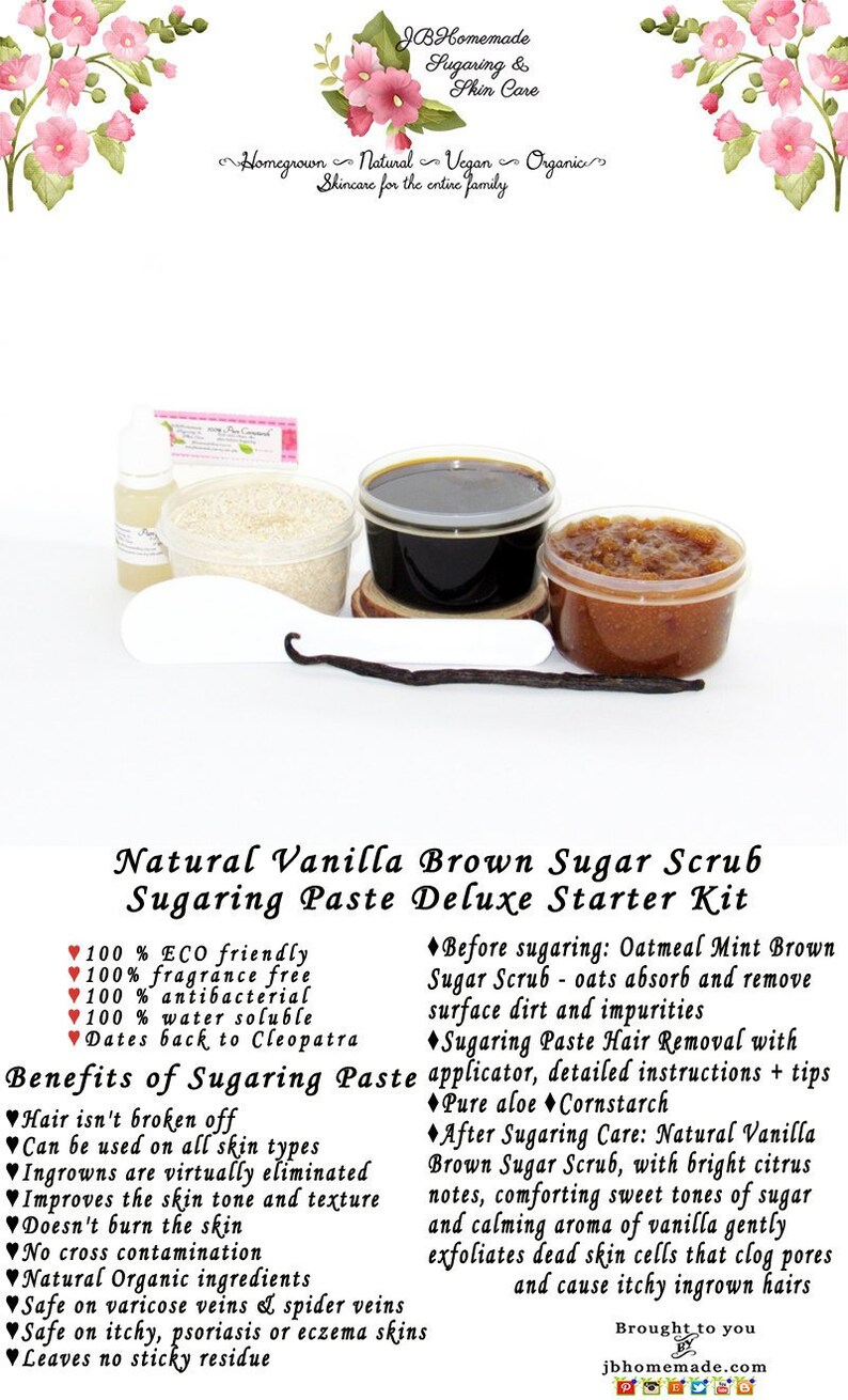Sugaring Hair Removal Set Oatmeal Scrub Vanilla Aloe Brown Etsy