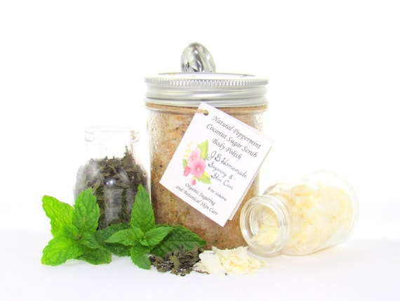 Peppermint Coconut Sugar Scrub: Handmade Body Polish (8 Oz)